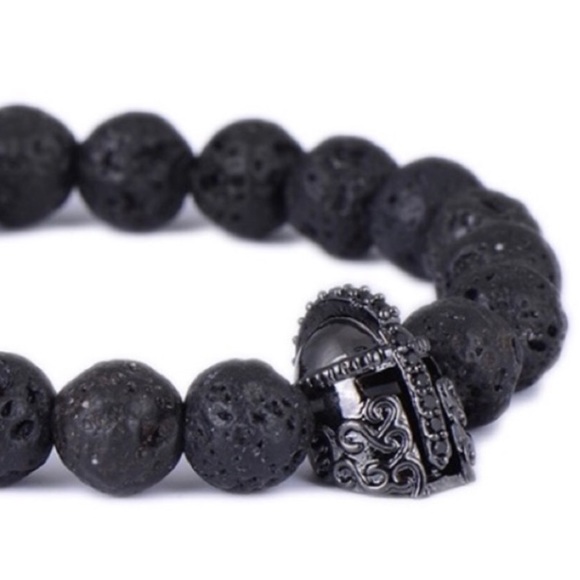 Black lava rock black rodhium cz gladiator helmet - Picture 5 of 8